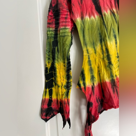 Rasta StyleTie-Dye Zip Hoodie in Yellow, Red & Green NEW - Picture 3 of 6
